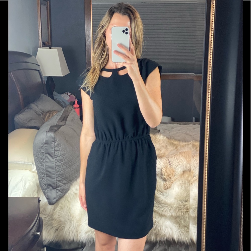 Bcbgeneration Collar Cutout Black Mini Dress, Med… - image 1